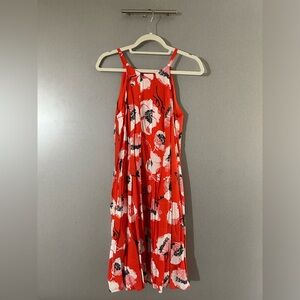 Adrianna Papell red poppy halter dress size 12